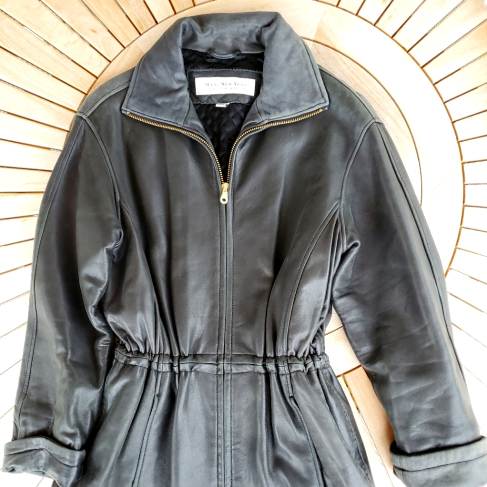 Vintage Black Buttery Soft leather distressed jacket